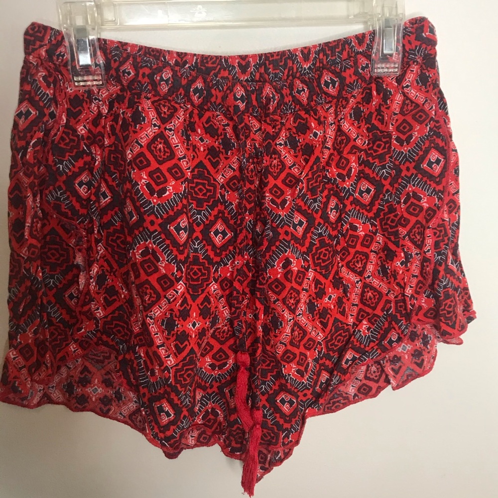 Boho Pattern Red Drapey Soft Shorts - image 1